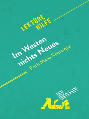 cover image of Im Westen nichts Neues von Erich Maria Remarque (Lektürehilfe)